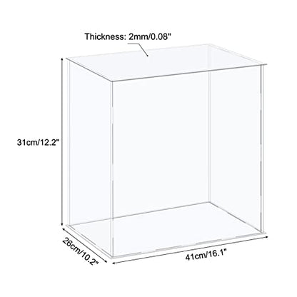 MECCANIXITY Acrylic Display Case Plastic Box Cube Storage Box Clear Assemble Showcase 16.1x10.2x12.2 Inch for Collectibles - size: 16.1x10.2x12.2 Inch