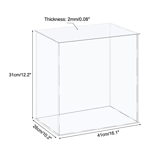 MECCANIXITY Acrylic Display Case Plastic Box Cube Storage Box Clear Assemble Showcase 16.1x10.2x12.2 Inch for Collectibles - size: 16.1x10.2x12.2 Inch