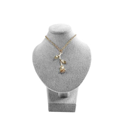Mini Pendant Jewelry Display Stand Bust White PU Holder Black Velvet Mannequin Necklace Stand Wooden Portrait Model 12cm (Gray) - color: Gray