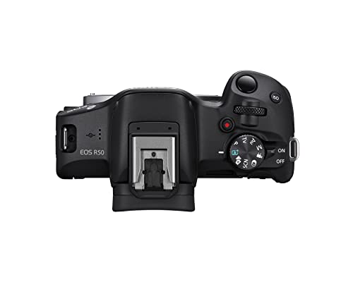 Canon EOS R50 Mirrorless Vlogging Camera (Body Only/Black), RF Mount, 24.2 MP, 4K Video, DIGIC X Image Processor, Subject Detection & Tracking, Compact, Smartphone Connection, Content Creator - color: Black, style: EOS R50 Body Only