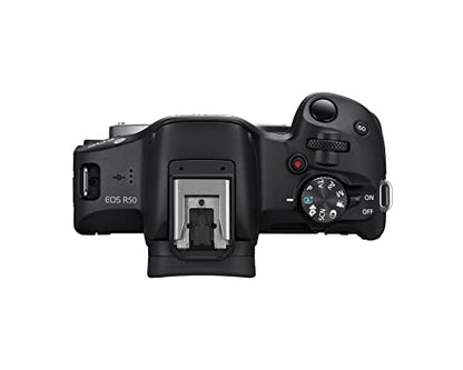 Canon EOS R50 Mirrorless Vlogging Camera (Body Only/Black), RF Mount, 24.2 MP, 4K Video, DIGIC X Image Processor, Subject Detection & Tracking, Compact, Smartphone Connection, Content Creator - color: Black, style: EOS R50 Body Only