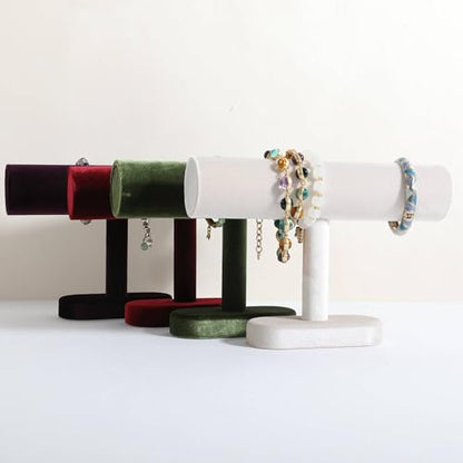 Bracelet T Bar Display for Selling, Wahtch Stand Jewelry Display, Velvet Bangle Holder Organizer【Beige】 - color: Beige