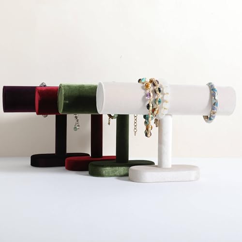 Bracelet T Bar Display for Selling, Wahtch Stand Jewelry Display, Velvet Bangle Holder Organizer【Beige】 - color: Beige