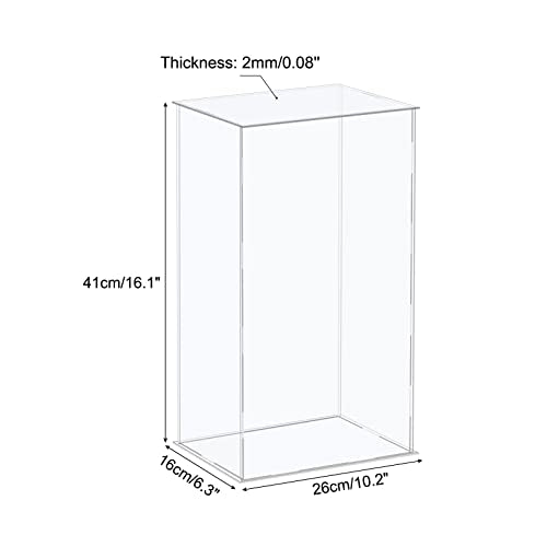 MECCANIXITY Acrylic Display Case Plastic Box Cube Storage Box Clear Assemble Showcase 10.2x6.3x16.1 Inch for Collectibles - size: 10.2x6.3x16.1 Inch