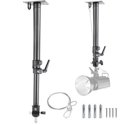 Photography Studio Ceiling Camera Mount 360° Rotation Wall Ceiling Light Mount Boom Arm Up to 28.3inch for Photo Video Monolights, Umbrellas, Reflectors, Overhead with 3/8" &1/4" Thread Adapter