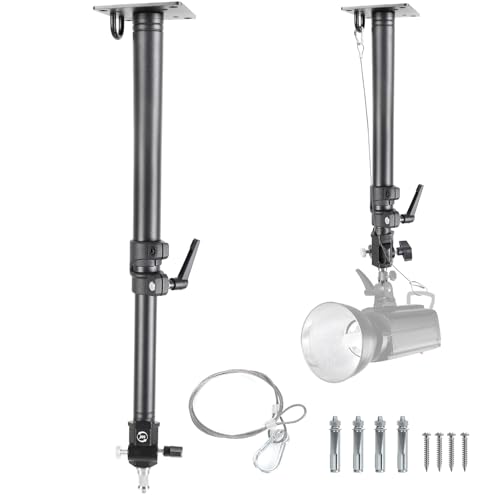 Photography Studio Ceiling Camera Mount 360° Rotation Wall Ceiling Light Mount Boom Arm Up to 28.3inch for Photo Video Monolights, Umbrellas, Reflectors, Overhead with 3/8" &1/4" Thread Adapter
