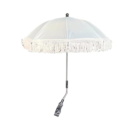 BFYDOAA Baby Outdoor Parasol with Fringe, 26in Clip On Strollers Sun Umbrella Adjustable Children Chair Umbrella for Beach Park Picnic,Photo Props (Light Blue)
