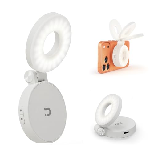 KraftGeek Magnetic Selfie Light for iPhone, Portable Phone Ring Light with Rechargeable Battery, Compact LED Phone Light for Travel, Video Recording, Vlogging - color: White