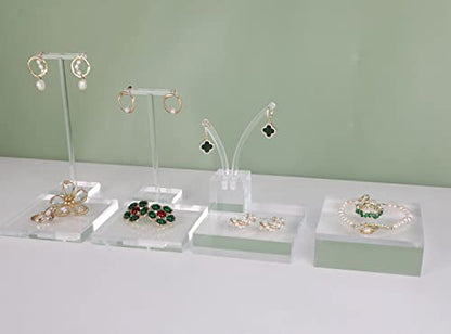 Transparent jewelry risers for selling, Acrylic risers for earring display, clear block ring riser tray for online business Photography【3.15 L x3.15 W x0.79 H inch】 - size: 3.15 L x3.15 W x0.79 H inch