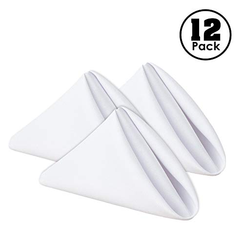 Gee Di Moda Cloth Napkins - 17 x 17 Inch White Dinner Napkins - Set of 12 Soft & Absorbent Washable Fabric Cloth Table Napkins with Hemmed Edges for Hotel Restaurant, Holiday Parties & Wedding - color: White