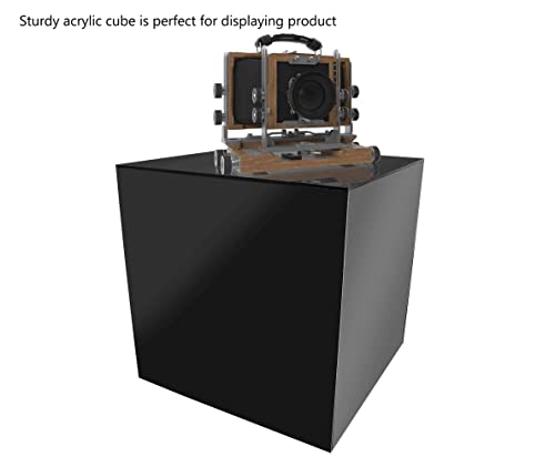 2 Pack 14" Acrylic Display Riser Box with One Open Side No Lid Versatile Glossy Black Square Retail Merchandise Storage Bin or Product Platform by Marketing Holders - size: 14"w x 14"h Black