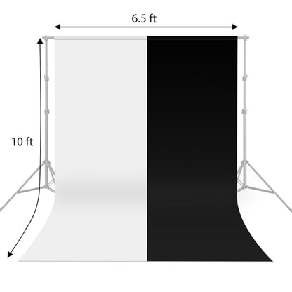 UTEBIT Black White Backdrop Screen 6.5x10ft High Density Polyester Fabric Pure Black and White Photo Backdrop Curtain Screen with 4 Spring Clamps for Photography Photoshoot Portrait Party Video Studio - size: 6.5*10ft