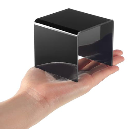 Chuangdi 20 Pcs Acrylic Display Risers, Black Product Stand, Jewelry Display Riser Shelf Showcase Fixtures for Figure Dessert Cupcake Candy Action Showcase(Black, Large Set) - color: Black, size: Large Set