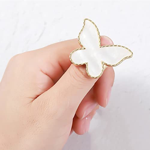 AKOAK 2 Pcs Butterfly Nail Art Resin Palette, Ring Gel Polishing Mixing Tray, Gold Edge Adjustable Nail Ring Gel Color Makeup Plate, DIY Nail Art Display Tool Photography Prop Nail Polish Plate