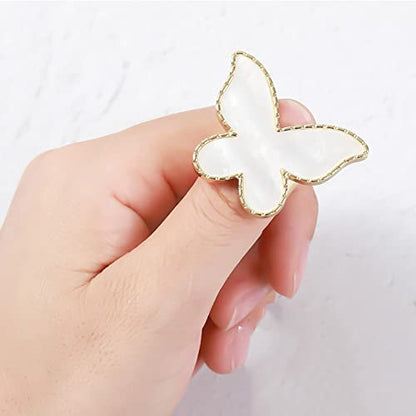 AKOAK 2 Pcs Butterfly Nail Art Resin Palette, Ring Gel Polishing Mixing Tray, Gold Edge Adjustable Nail Ring Gel Color Makeup Plate, DIY Nail Art Display Tool Photography Prop Nail Polish Plate