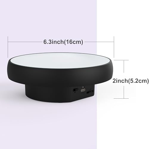 JAYEGT Motorized Rotating Display Stand, 6.3inch /11 Lbs Load ,Mirror Cover ，360 Degree Electric Rotating Turntable ,Cup Display Turner Stand,Photography Products, Jewelry ,Tumbler-Black