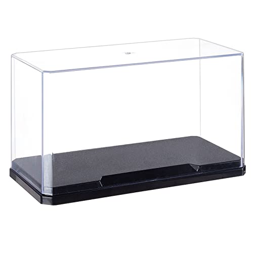 OLYCRAFT Clear Plastic Display Case 7x3.5x4 Inch Display Stand Box Self-Assembl Display Case with Black Base Dust Proof Protection Showcase for Collection Bricks Blocks Models - color: Black Flat Base