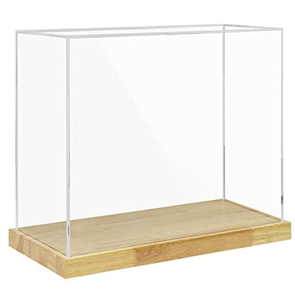 Clear Acrylic Display Case with Solid Wood Base for Trophy, Collectibles, Assemble Cube Display Box Stand Dust Proof Protection Showcase for Action Figures Toys - by BenchPro - size: 21" H x 24" L x 12" D, style: 1.75" Thick Wood