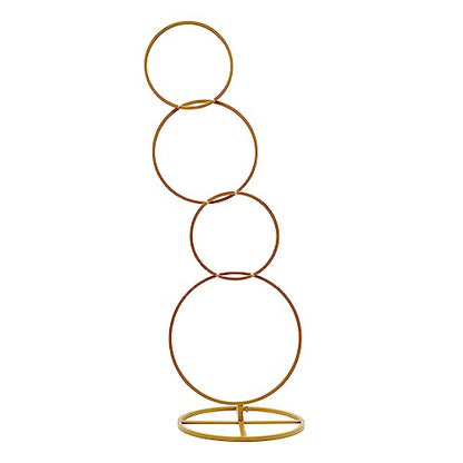 5.02FT Gold 4 Round Hoop Backdrop Stand, 4-Tier Detachable Wedding Metal Flower Arch Kit Frame for Photo Booth Background, Flower Display Background Decoration for Birthday Party - style: Round