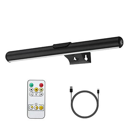 MIOBLUE Rechargeable Picture Lights with Remote,Full Metal Painting Light Display LED Battery Lamp with 3 Lighting Modes, Dimmable Dartboard Light with Timer for Paintings Potrait - color: Black, size: 13inch