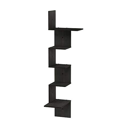 Furinno Rossi Wall Mounted Shelves, 5-Tier Rectangle, Espresso/Black - color: Espresso/Black, style: 5-Tier Square