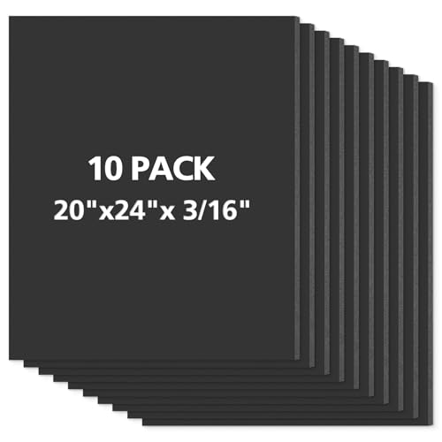 Mat Board Center Premium Black Foam Core Board - 20x24 Inches 3/16" Thick - 10 Pack - Acid-Free - Ideal for Mounting, Crafts, Art, and Presentations - color: Black, size: 20x24