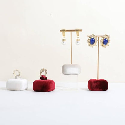 Velvet Earring T Bar Stand Jewelry Display, Earring Display Holder for Selling, Jewelry Storage Organizer【Beige】 - color: Beige