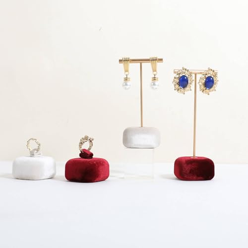 Velvet Earring T Bar Stand Jewelry Display, Earring Display Holder for Selling, Jewelry Storage Organizer【Beige】 - color: Beige