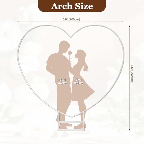 Heart Shaped Metal Balloon Arch Kit,6.6ft Wedding Heart Arch Backdrop Stand,with Water Bag for Proposal, Wedding, Valentine’s Day, Bridal, Birthday Party Decorations (White-Regular-S) - style: White-Regular-Small