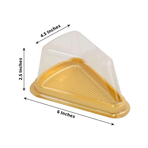 Efavormart 50 Pack Gold and Clear Triangle Cake Slice Containers, Individual Cheesecake and Pie Favor Boxes for Large Banquets and Takeout Displays - color: TYPE3