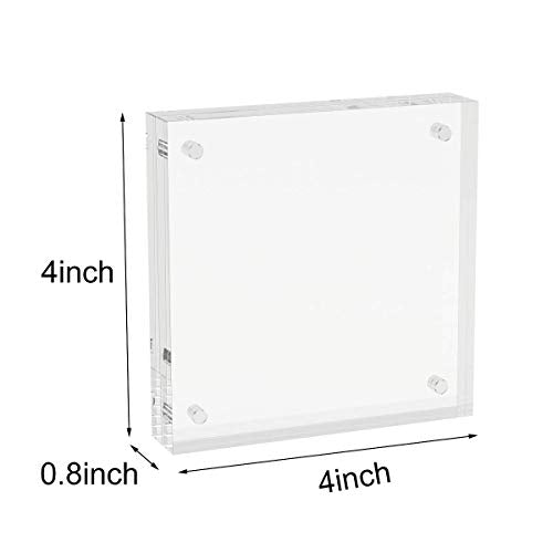 AITEE 4x4 Acrylic Picture Frames 3 Pack, 20% Thicker Block, Clear Picture Frames Freestanding Double Sided Magnetic Acrylic Lucite Frameless Transparent Square Frame Gift for Desktop Display - size: 4x4