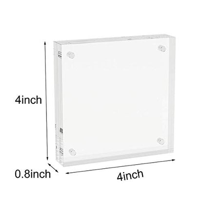 AITEE 4x4 Acrylic Picture Frames 3 Pack, 20% Thicker Block, Clear Picture Frames Freestanding Double Sided Magnetic Acrylic Lucite Frameless Transparent Square Frame Gift for Desktop Display - size: 4x4