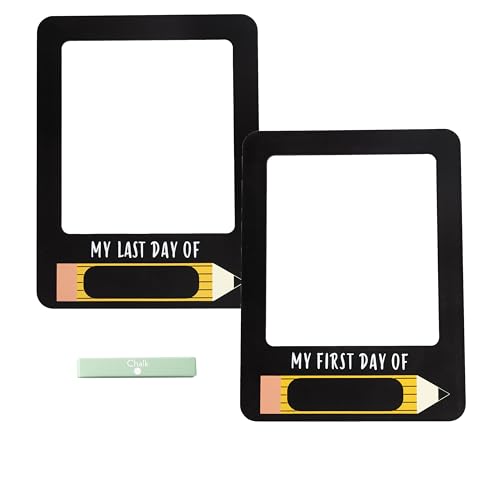 Kate & Milo First & Last Day Chalk Prop, Reversible Chalkboard, Photo Prop for Kids, Kindergarten Through High School, K-12, Reusable, Erasable - style: School Bus Chalkboard