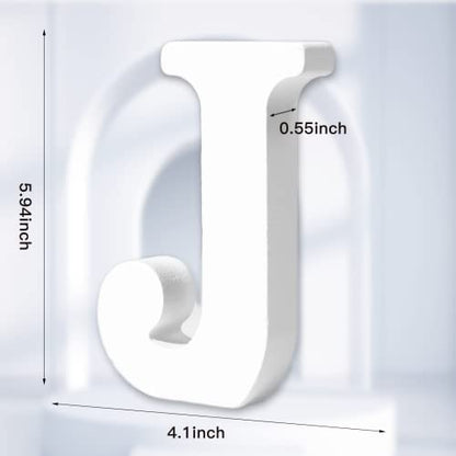 AOCEAN 6 Inch White Wood Letters Unfinished Wood Letters for Wall MAGA Decorative Standing Letters Slices Sign Board Decoration for Craft Home Party Projects (J) - style: J