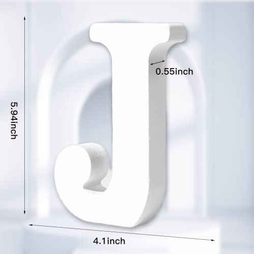 AOCEAN 6 Inch White Wood Letters Unfinished Wood Letters for Wall MAGA Decorative Standing Letters Slices Sign Board Decoration for Craft Home Party Projects (J) - style: J