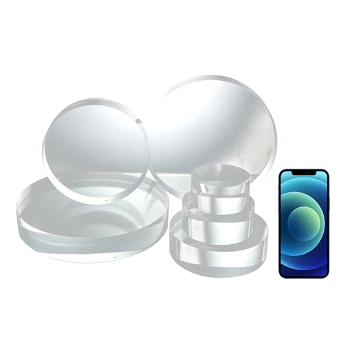 CiaoHER 2in Thickness 9in Diameter Acrylic Disc Display Block Clear Polished Round Pedestal Stand Riser 9" x 2", 1 Pack