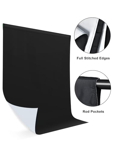 UTEBIT 3x5ft Photo Backdrop with 5 Clamps, 2-in-1 Revisible Black White Backdrop Screen, Black Backdrop White Photo Curtain Background for Photography, Live Stream, Video Shooting, Self Tape - size: 3*5FT