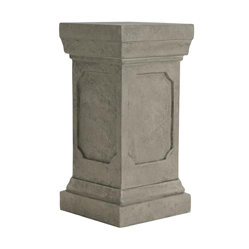 Christopher Knight Home Classic Square Flower Stand 19.25" Pedestal Plant Stand Indoor Outdoor Display Table for Ferns Orchids Sculptures with MGO Construction Brushed Finish, Light Gray - size: 19.25"
