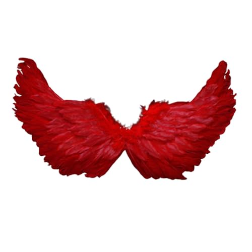 Fairy Wings Angel Feather Wings with Elastic Straps Costume Cosplay Photography Props Halloween Supplies - color: Red, size: 23.62"X7.87"