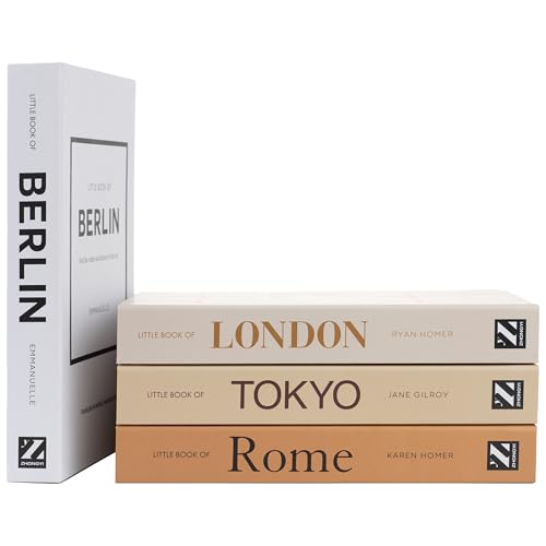 PROBENEX Warm Mocha Faux Decorative Books Set of 4 – Modern Farmhouse Brown Coffee Table Book Stack | Rustic Neutral Shelf Decor for Cozy Living Room, Bedroom & Country Modern Home Styling - color: Mocha_medium
