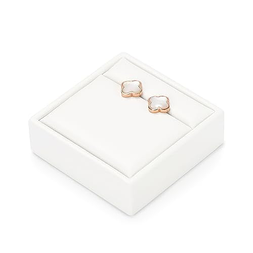 PU Leather Earrings Stand Ring Display Holder Earrings Showcase Display Block Jewellry Storage Stand for Shows (White) - color: White, size: Earring Stand