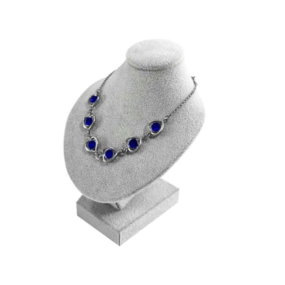 Mini Pendant Jewelry Display Stand Bust White PU Holder Black Velvet Mannequin Necklace Stand Wooden Portrait Model 12cm (Gray) - color: Gray