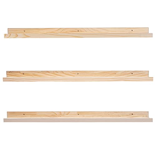 MBYD 48 Inch Floating Shelves Natural Wood, Wall Mount Picture Ledge Wooden Wall Shelf for Bedroom, Living Room, Office, Kitchen, Set of 3 Same Dimensions - color: Natural, size: Set of 3 48 in