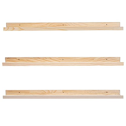 MBYD 48 Inch Floating Shelves Natural Wood, Wall Mount Picture Ledge Wooden Wall Shelf for Bedroom, Living Room, Office, Kitchen, Set of 3 Same Dimensions - color: Natural, size: Set of 3 48 in