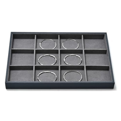 Grey Microfiber Jewelry Display Tray for Ring Necklace Bangle 12 Grids Grey Jewelry Organizer Display Tray - size: 12 Grid