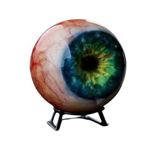 Hyper-Realistic Monster Eye Decor with Stand, 2.76 in Eyeball Orb for Halloween Shelf, Desk, Gothic Room Accent(Green) - color: Green