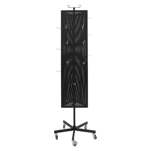 Rotating Pegboard Display Stand with 20 Hooks, 3-Sided Metal Spinner Peg Board Organizer, Countertop Display Rack for Jewelry, Keychains, Craft Supplies, Retail and Trade Shows (Black, 66in,3-Sided) - color: Black, size: 66in,3-Sided