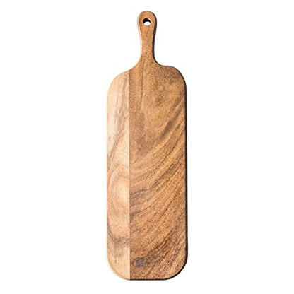 Wood Cutting Board with Handle, Long Acacia Serving Board Wooden Cheese Board Charcuterie Boards Wood Board for Food Bread Fruit 16.1x4.7x0.6 Inch