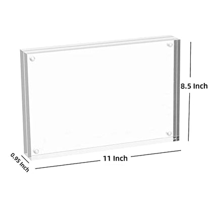 Meetu Acrylic Picture Frame 8.5x11,Clear Freestanding Double Sided 24mm Thickness Frameless Magnetic Photo Frames Desktop Display with Gift Box Package (1 Pack) - size: 8.5x11“(1 Pack)