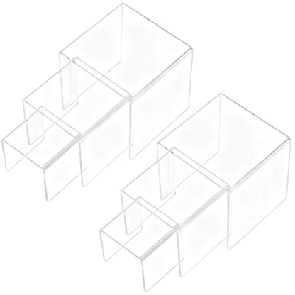 Chuangdi 2 Sets Acrylic Display Risers, Product Stand, Jewelry Display Riser Shelf Showcase Fixtures for Dessert Cupcake Candy Figure Treat Action Showcase(Clear,Medium Set) - color: Clear, size: Medium Set